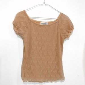 Nude Lace Princess Sleeves Top Jeanology
